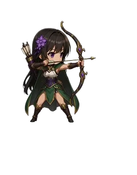 Q 版遊俠拉弓射箭的普攻動畫